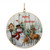 Snowman and Deer Disc Ornament 6”H Iron