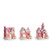LIGHTED PINK VILLAGE ORNAMENTS