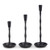 BLACK CANDLE STICKS Set of Three holds Taper Candles