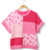 Simply Southern Corded Patchwork Tee-Pink/Red