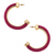 Felicity Hoop Earrings in Fuchsia Raffia
