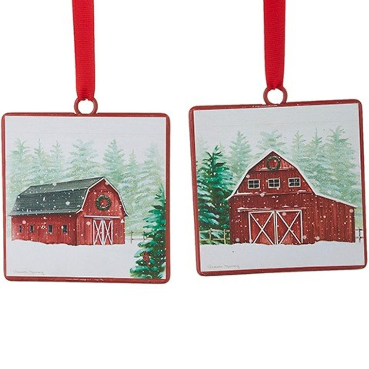 4" Barn Disc Ornament