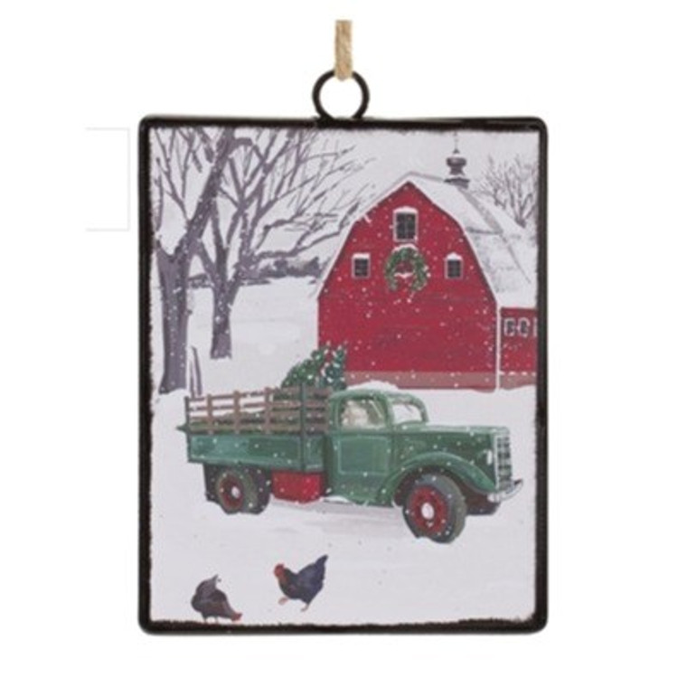 Truck and Barn Ornament