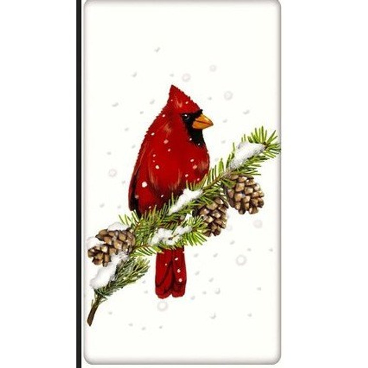 Cardinal On Pine Bagged Towel by Mary Lake Thompson