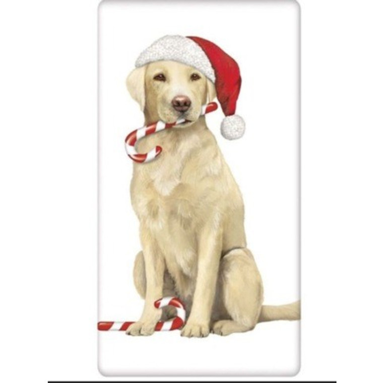 Dog Holiday Yellow Lab Bagged Towel by Mary Lake Thompson