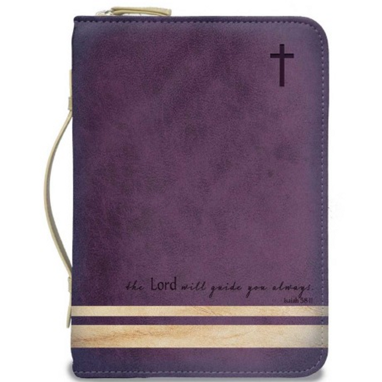 Purple with Cream Stripe Large Bible Cover