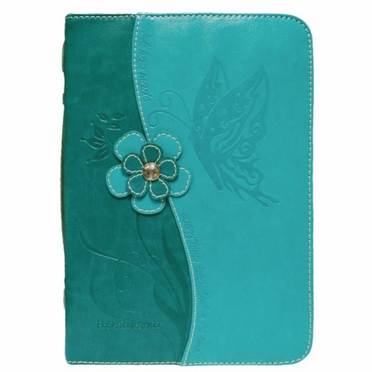 Teal Butterfly Large Bible Cover