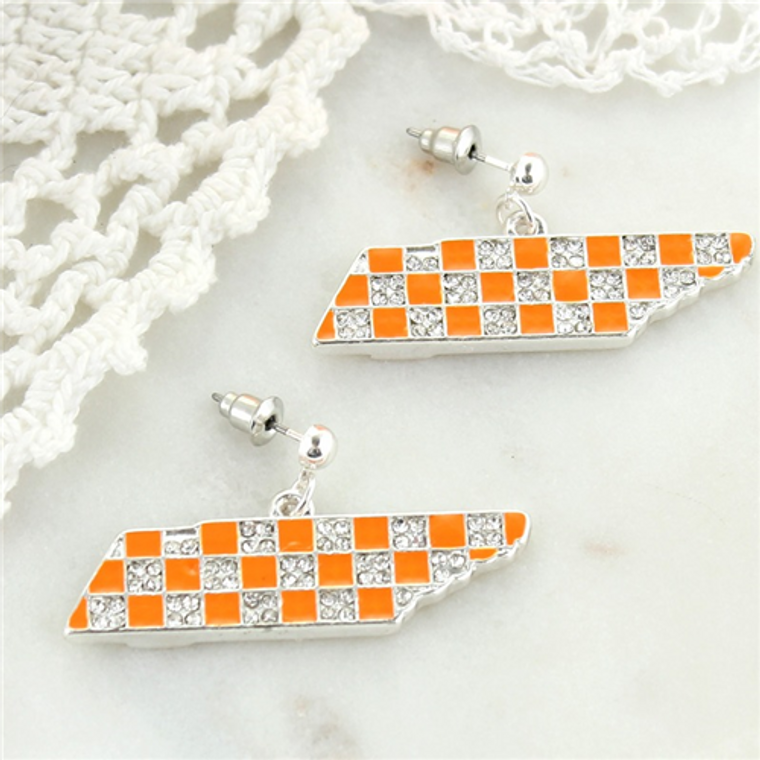 Tennessee Checkerboard Crystal Earrings