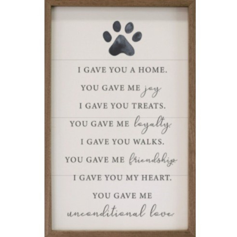 I Gave You A Home Paw Canvas Sign 5"x8"