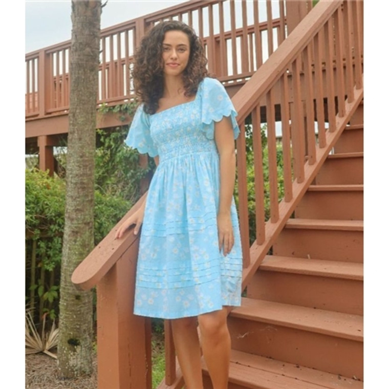 Simply Southern Floral Scallop Sleeve Dress