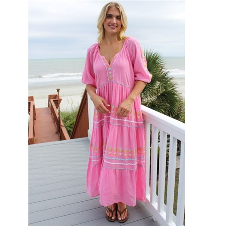 Simply Southern Pink Embellish Maxi Dress