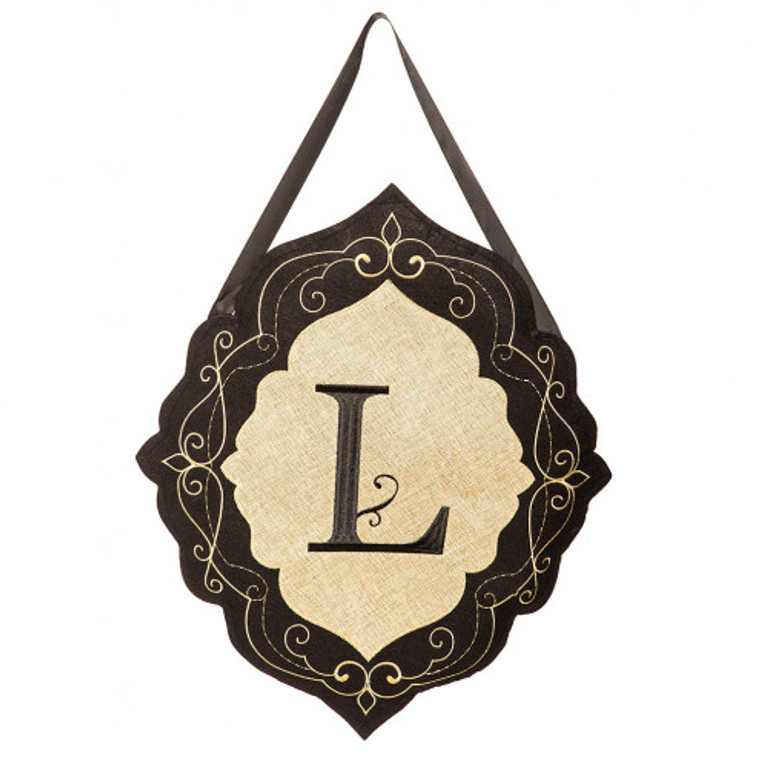 Classic Monogram "L" Burlap Hanger