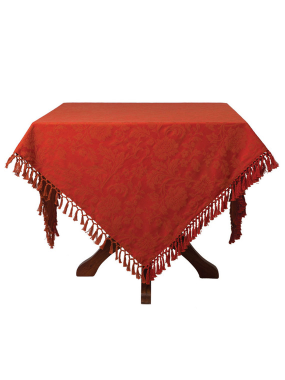 Lyric Jacquard Rust 60x108" Tablecloth by April Cornell