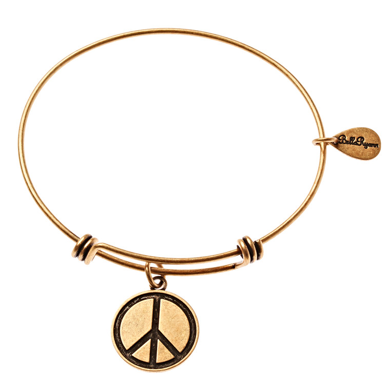 Gold Bangle Peace Sign - BR