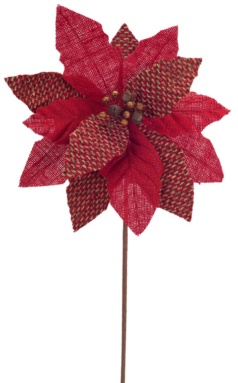 Burlap Poinsetta Stem 2.2"