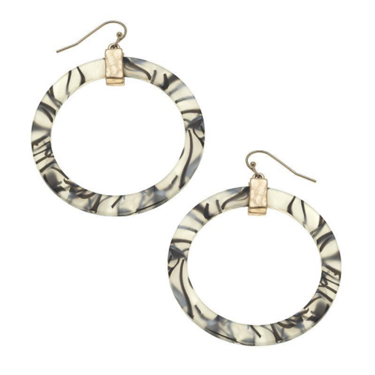 Bold Grey Hoop Earrings