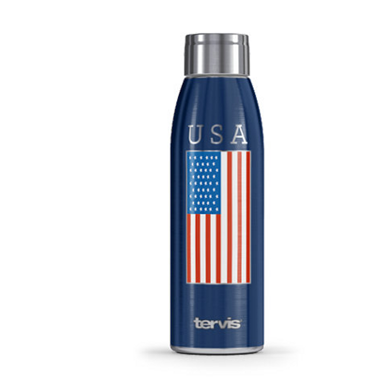 USA Flag Stainless Steel Slim Bottle With Lid 17 oz.