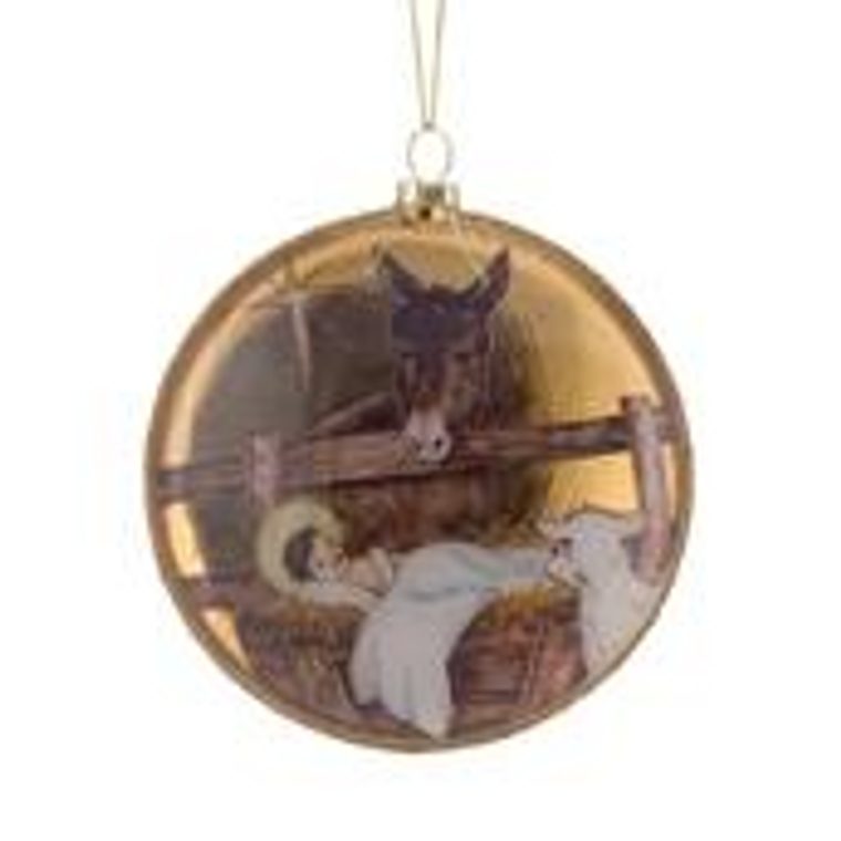 Baby Jesus w/Animals Disc Ornament  4.5"Diameter