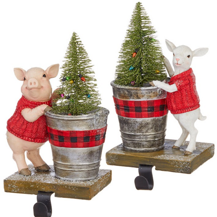 8" Lamb and Pig Stocking Holders