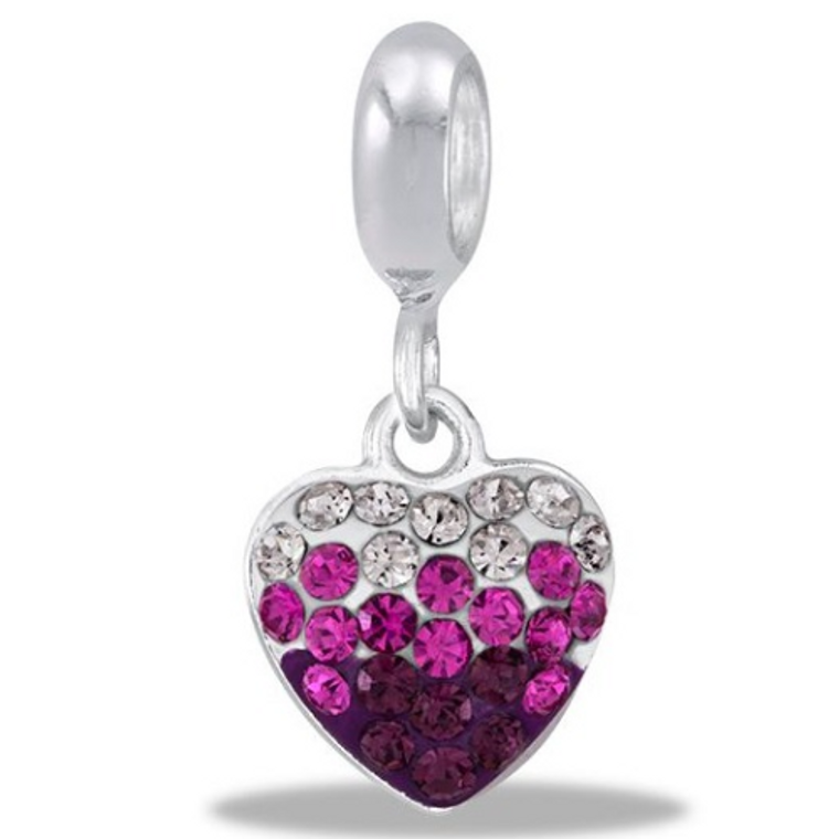 Purple Transition Heart Dangle Davinci Bead