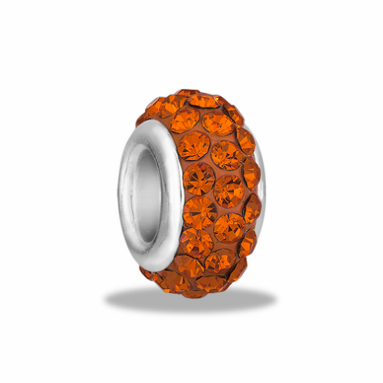 Orange 3 ring crystal Davinci Bead