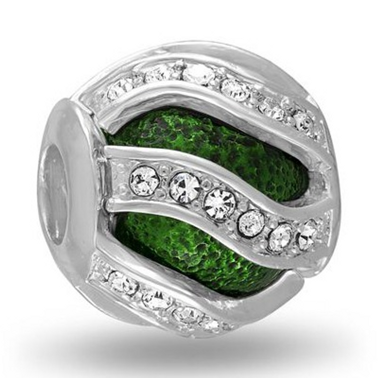 Green Swirl CZ Decorative Davinci Bead