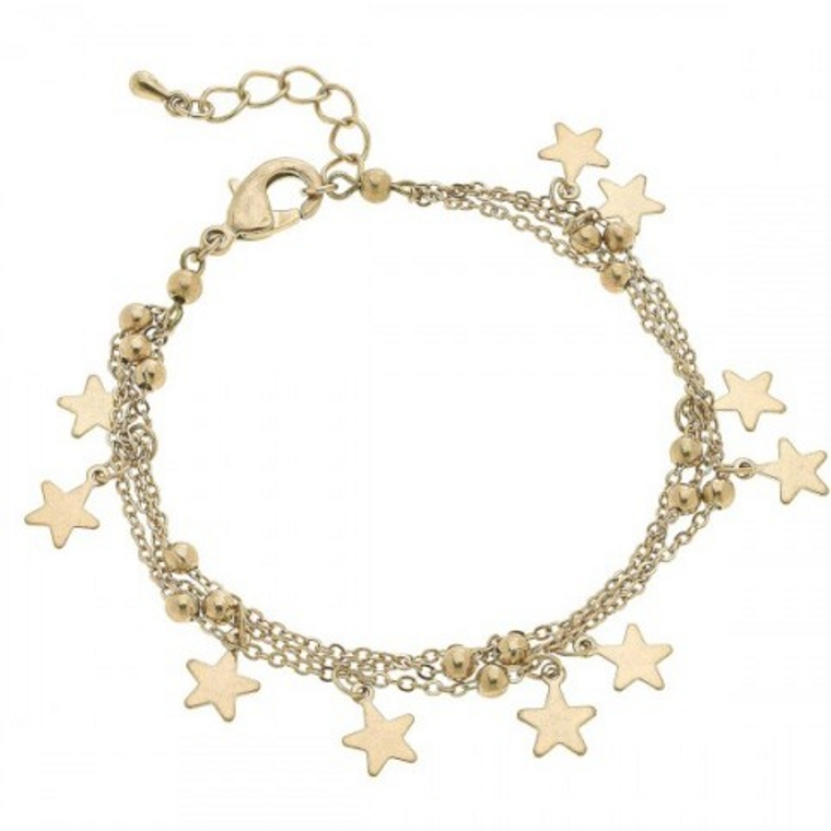 Lexi Delicate Layered Chain Star Bracelet 7.5" Adjustable