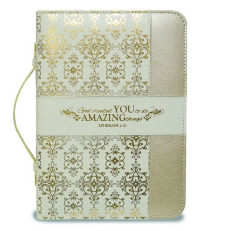 Cream and Gold Amazing You Large Bible Cover