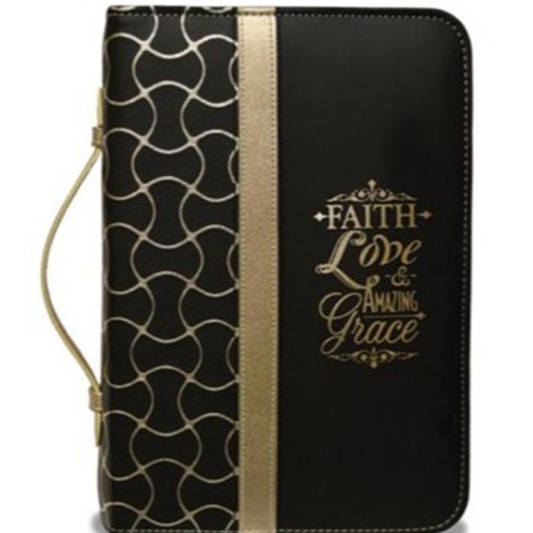 Black & Gold Love Amazing Grace Large Bible Cover