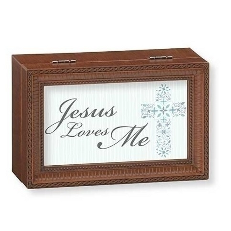 Jesus Loves Me Brown Music Box