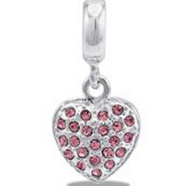 Pink CZ Heart DaVinci Bead