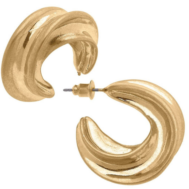 Eden Hoop Earrings in Worn Gold