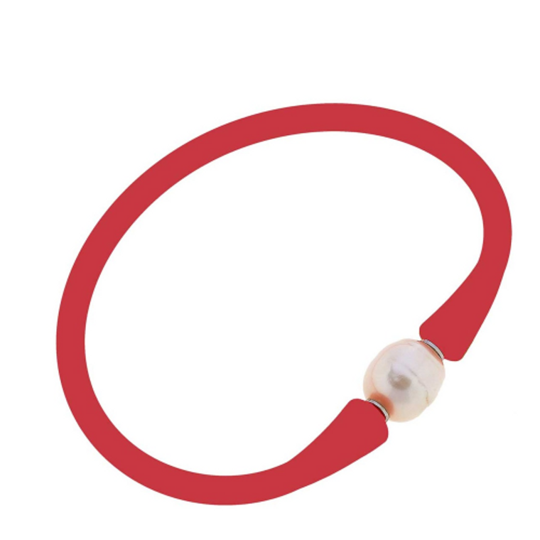 Red Pearl Silicone Bracelet 2.5" Diameter