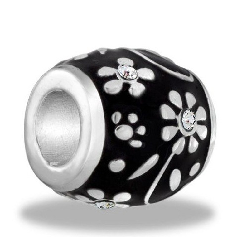 Black decorative CZ Davinci Bead