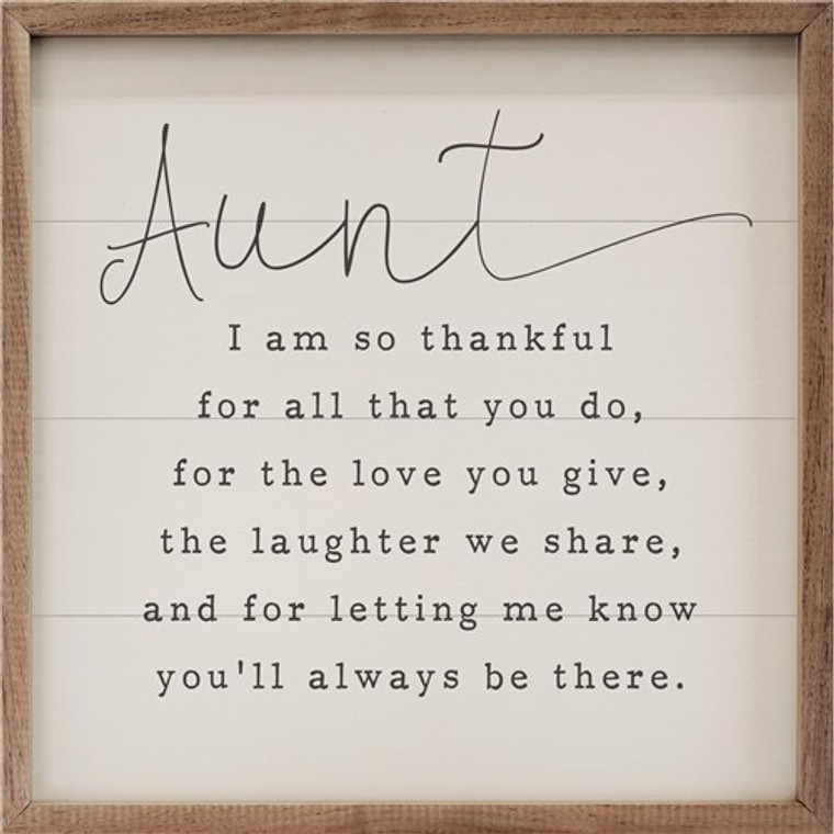 Aunt I Am So Thankful Canvas Sign 4"x4"