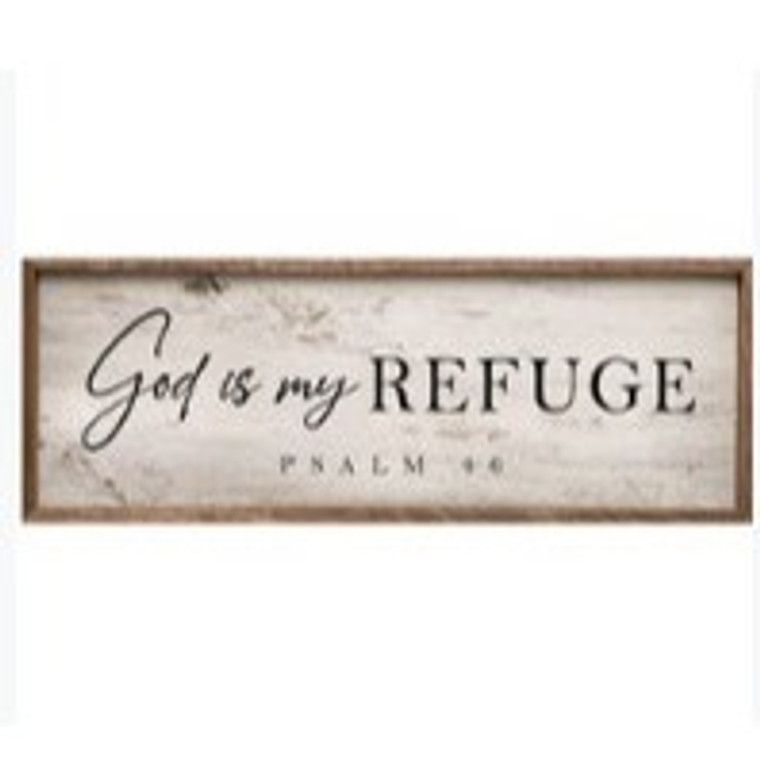 God Is My Refuge Psalm 46 Canvas Sign 24'X8"