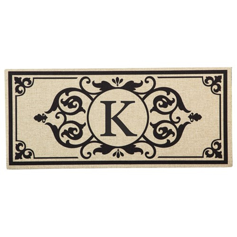 Cambridge Burlap Monogram "K" Burlap Sassafras Switch Mat