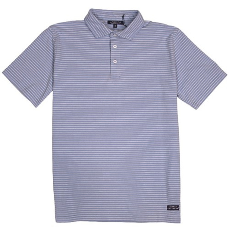 Simply Southern Men's Polo Strip Sky Shirt