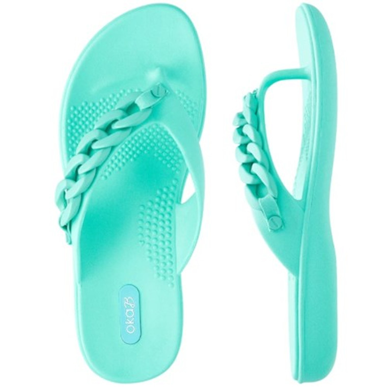 Oka-B Sea Glass Teal Chain Flip Flop