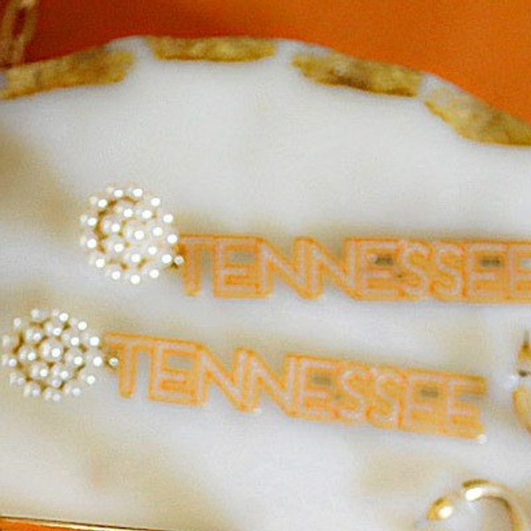 Orange & White Tennessee Pearl Cluster Drop Earrings