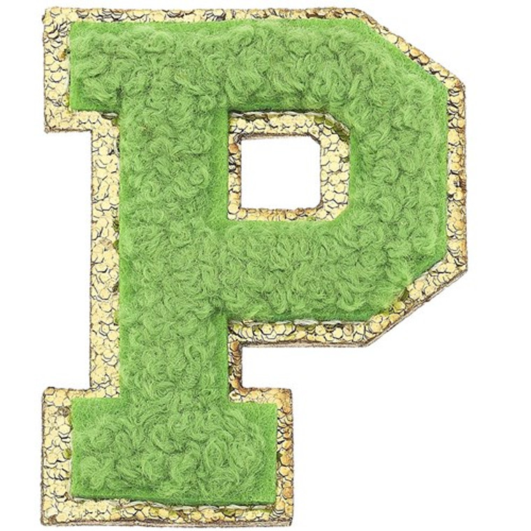 Stuck on You Large Chenille Glitter Patch Letter P