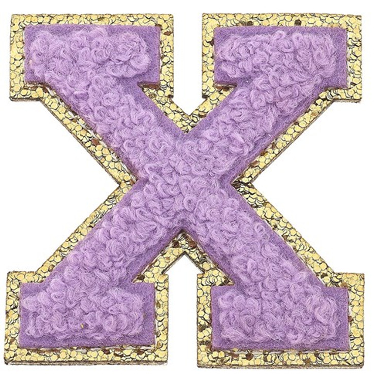 Stuck on You Large Chenille Glitter Patch Letter X