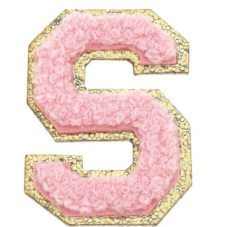 Stuck on You Large Chenille Glitter Patch Letter S