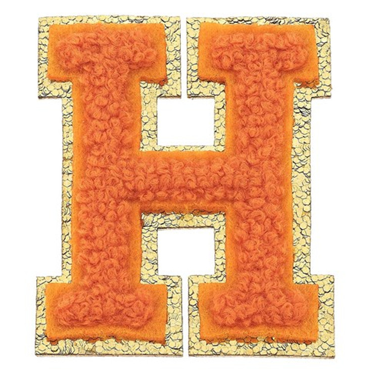 Stuck on You Large Chenille Glitter Patch Letter H
