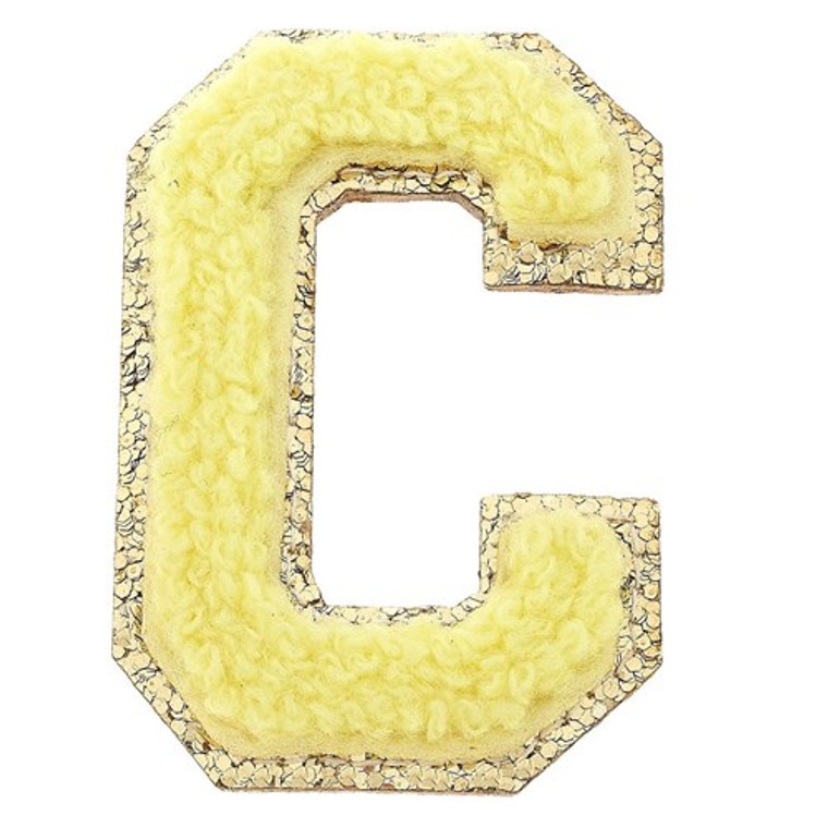 Stuck on You Large Chenille Glitter Patch Letter C