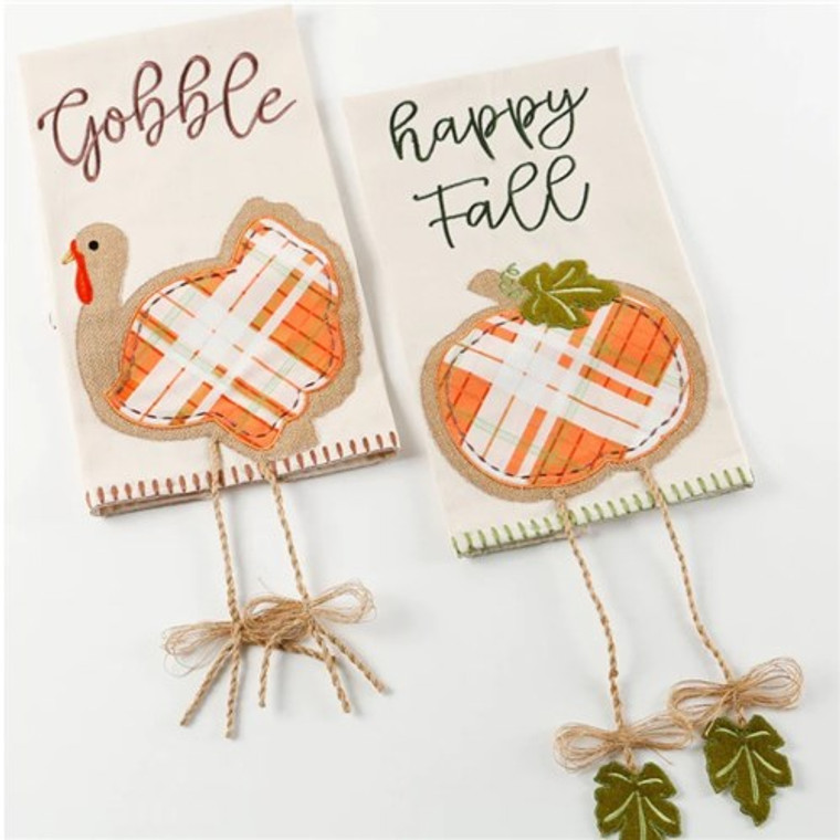 Happy Fall/Gobble Plaid Tea Towels