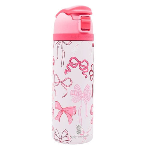 Pink Bow Tumbler 24oz Stainless Steel by Simply Southern - McClard's Gifts