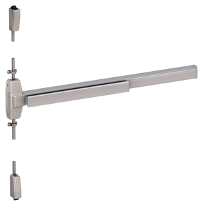 Von Duprin 7827 Wide Stile Surface Vertical Rod Exit Device, Lever Night Latch, Fire Rated, 48 Inch (4 Foot), Satin Stainless Steel, LHR - Left Hand Reverse