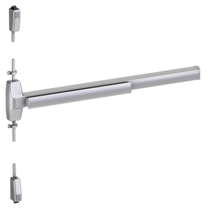 Von Duprin 7827 Wide Stile Surface Vertical Rod Exit Device, Lever Blank Escutcheon, Fire Rated, 48 Inch (4 Foot), Satin Chrome, RHR - Right Hand Reverse