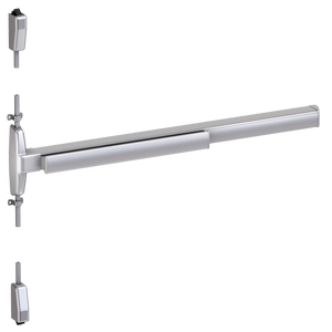 Von Duprin 7527 Narrow Stile Surface Vertical Rod Exit Device, Lever Night Latch, Fire Rated, 48 Inch (4 Foot), Satin Chrome, LHR - Left Hand Reverse